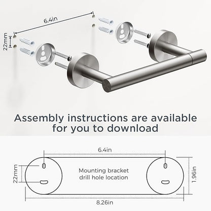 FORIOUS Toilet Paper Holder Wall Mount, SUS304 Stainless Steel Double Post Pivoting Tissue Roll Holder and Hand Towel Ring Set for Bathroom, RV, Bathroom Hardware Accessories Set, Brushed Nickel