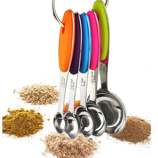 Fsdifly-Stainless Steel Measuring Spoons 5 Piece Stackable Set - Measuring Set for Cooking and Bakin (A) - Image 5