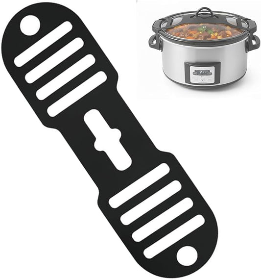 Silicone Lid Lock Strap for Crockpot Slow Cooker (6/7/8 Quart) - Universal Crockpot Lid Holder & Rubber Strap Alternative | Heat-Resistant, No-Spill Design Transport Accessories (Black)