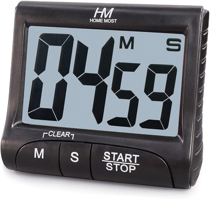 3" Large Display Kitchen Timer - Digital Timer Magnetic Back Loud Alarm On A Rope- Black Cooking Timers For Kitchen Teachers Students Games Kids Meetings -Sports Timers For Workouts Exercise by HomeMost
