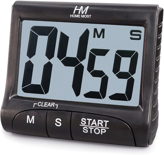 3" Large Display Kitchen Timer - Digital Timer Magnetic Back Loud Alarm On A Rope- Black Cooking Timers For Kitchen Teachers Students Games Kids Meetings -Sports Timers For Workouts Exercise by HomeMost