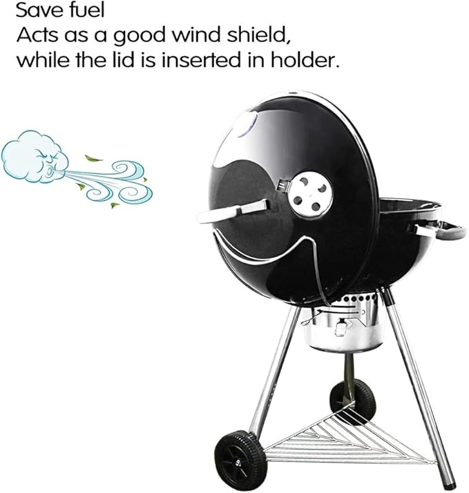 GRISUN Grill Lid Holder for Weber Charcoal Kettle Grill 22.5 Inch, 18.5 Inch, Stainless Steel Slide a Side Lid Prop, Charcoal Kettle Accessories, BBQ Accessory for Weber Kettle