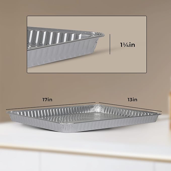 PLASTICPRO Aluminum Pans 100 Pack Disposable Cookie Sheets 13 x 17 Baking Pans Premium Quality Heavy Duty Sheet Pans - Image 4