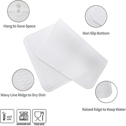 MicoYang Silicone Dish Drying Mat for Multiple Usage,Easy clean,Eco-friendly,Heat-resistant Silicone Mat for Kitchen Counter or Sink,Refrigerator or Drawer Liner White 4XL 32 inches x 18 inches - Image 4