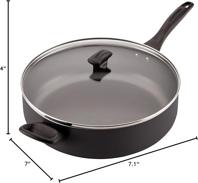 Farberware Dishwasher Safe Nonstick Jumbo Cooker/Saute Pan with Helper Handle - 6 Quart, Black - Image 8