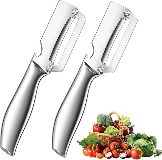 2pcs Multi-Functional Vegetable Peeler for Kitchen, 2026 New Vegetable Peeler with Wooden Handle and Bottle Opener, 2 in 1 Stainless Steel Kitchen Tool for Fruit Apple Potato Pumpkin Slicer by Unknown