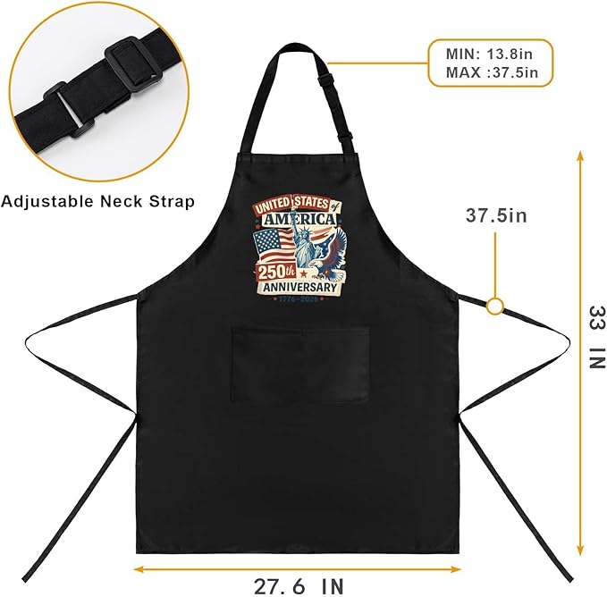 Us 250 Years Of Freedoms Apron With Pocket For Mens