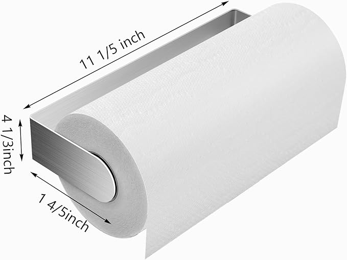 ZUNTO Magnetic Paper Towel Holder for Refrigerator – Strong Magnet Kitchen Paper Towel Rack for Grill, RV & Pantry – Sleek Silver Design - Image 3