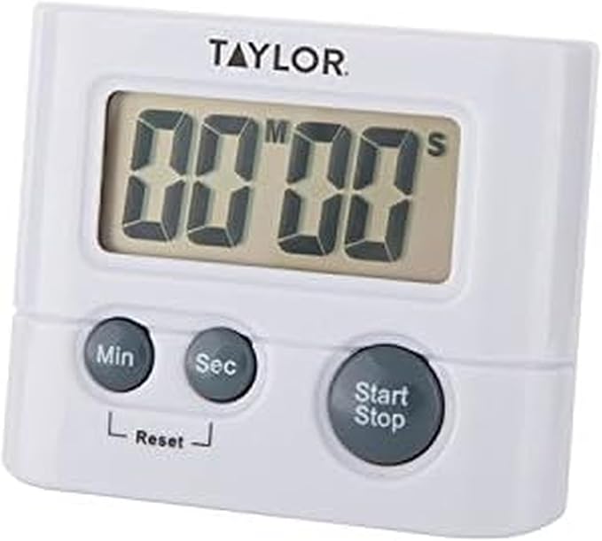 Taylor Digital Timer with 99 Minute 59 Second Display, Easy to Use, White Compact Design for Kitchen Cooking, Baking, and Timing Needs by Taylor