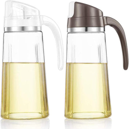 Marbrasse Oil Dispenser for Kitchen,20 OZ /600ml Leakproof Glass Oil Bottle with Auto Flip Cap,Olive Oil Container for Kitchen Cooking(1 Pcs White + 1 Pcs Brown) by Marbrasse