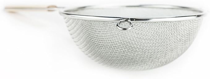 Huji Stainless Steel Fine 8" Double Mesh Food Strainer Colander Sieve Sifter with Wooden Handle for Kitchen Rice Pasta Noodles (3 Pack) - Image 4