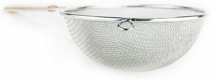 Huji Stainless Steel Fine 8" Double Mesh Food Strainer Colander Sieve Sifter with Wooden Handle for Kitchen Rice Pasta Noodles (3 Pack) - Image 4