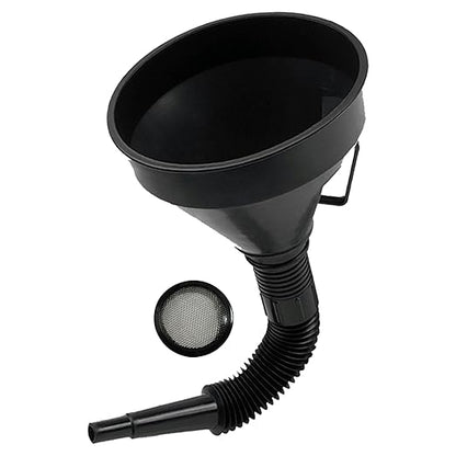 Flex Funnel - Wide Mouth Flexible Funnel with Handle, Automotive Funnels for Engine Oil, Liquid, Diesel, Kerosene,Gasoline (1PACK Black FUNNELS)