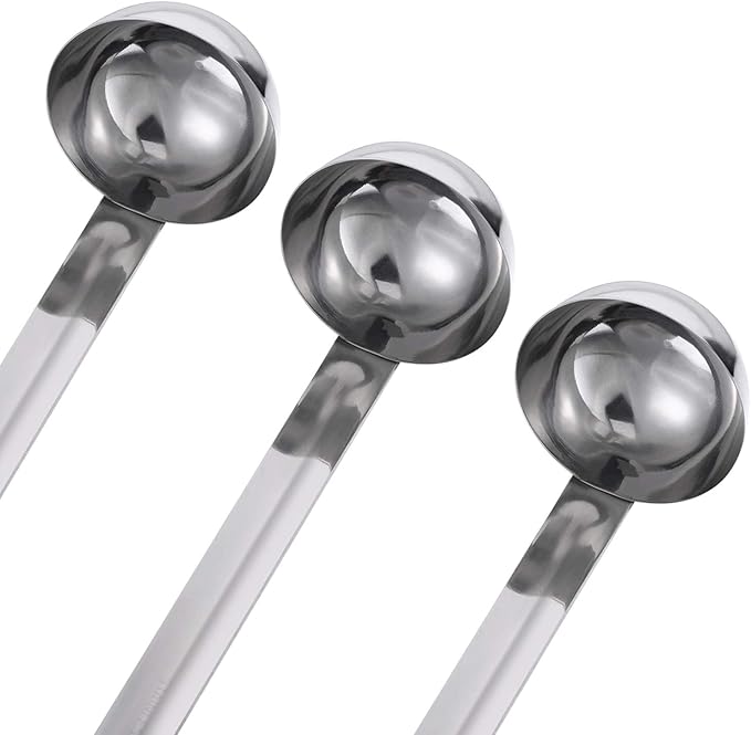 meekoo 3 Pieces Stainless Steel Ladle Soup Handle Ladle with Pouring Rim for Kitchen Cooking Soup Sauce (1 oz) - Image 2