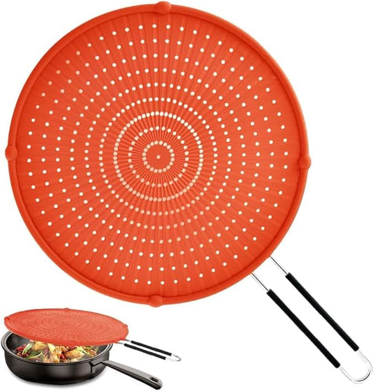 Splatter Screen for Frying Pan, Grease Splatter Guard, Heat-Resistant Splatter Guards for Frying, Silicone Splatter Guard for Everyday Cooking, Dishwasher Safe, Red （16in×12in×0.5in） by Apidgrowth