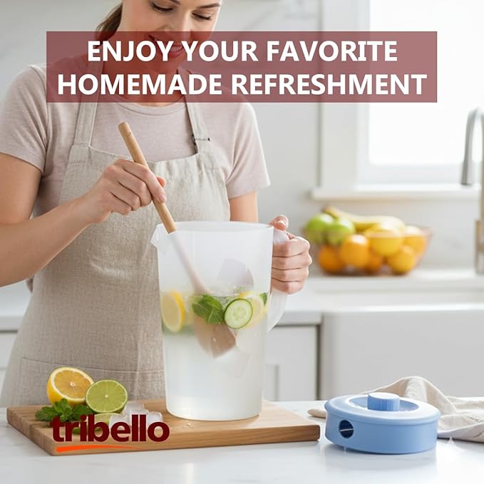 Tribello 1 Gallon Pitcher with Lid, Clear Plastic Water Pitcher with 3-Way Lid, Freezer/Dishwasher Safe, and BPA Free (1 Gallon) - Image 8