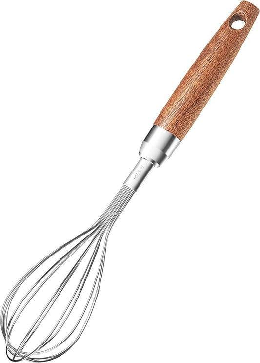 Whisk for Cooking,Stainless Steel Wire Wooden Handle Kitchen Multi Function Non Stick Balloon Whisk Egg Beater for Blending Whisking Beating Frothing Stirring Batters (11"L x 2.1"W) by Unknown