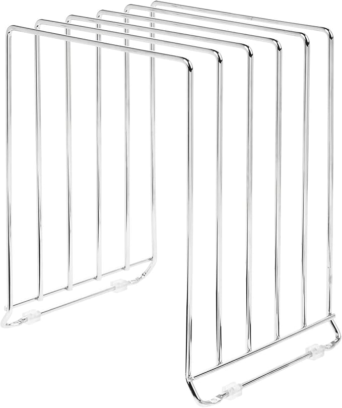 mDesign 5 Slot Pot and Pan Rack — Metal Wire Rack for Cabinets, Pantries or Kitchen Surfaces — Freestanding Pan Stand for Pans, Pots, Lids and Crockery – Silver - Image 9
