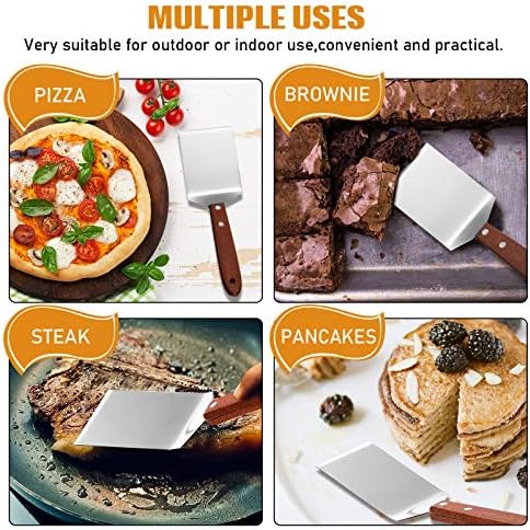 Newtay 2 Pieces Small Brownie Cookie Spatula Metal Stainless Steel Spatula with Wooden Handle for Kitchen Cooking Chef Baking Scraper Turner, 2.5 x 8.2 Inch