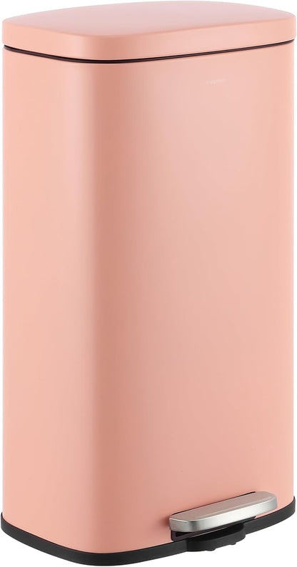 happimess HPM1011F Curtis 8-Gallon Step-Open Trash Can, Fingerprint Resistant, Modern, Minimalistic for Home, Kitchen, Laundry Room, Office, Bedroom, Bathroom, Flamingo Pink by Happimess