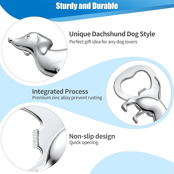 Dachshund Dog Bottle Opener Beer Opener, Dachshund Gifts Sausage Dog Gifts Funny Novelty Cute Wiener Dog Doxie Gifts, Silver