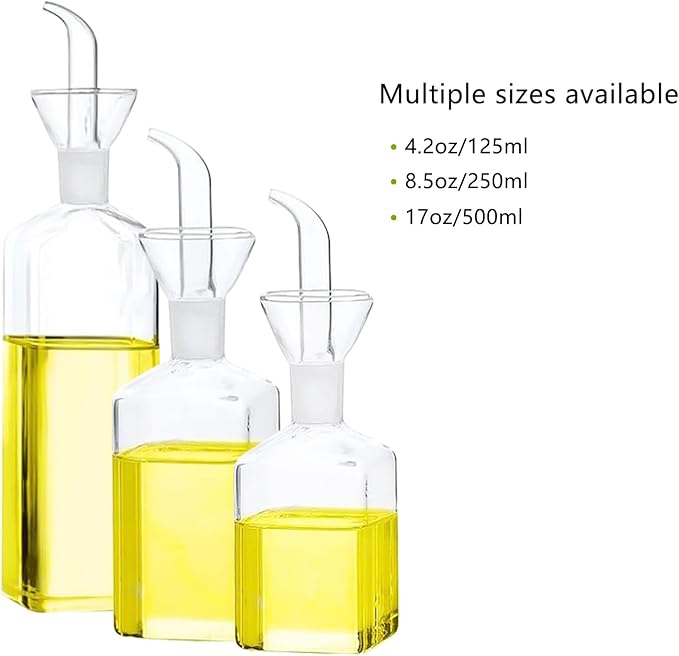 LandHope Oil Bottle Glass Olive Oil Dispenser Bottle Glass Cooking Oil Vinegar Measuring Dispenser With Spout for Kitchen and BBQ (250ml/8.54oz) - Image 6
