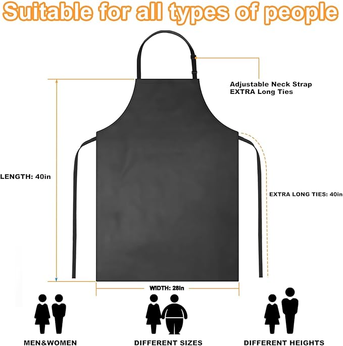 Gotega Waterproof Rubber Vinyl Apron Adjustable Dishwasher Apron - Apron for Women Men Heavy Duty Work Apron - Image 2