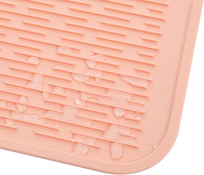 MicoYang Silicone Dish Drying Mat for Multiple Usage,Easy clean,Eco-friendly,Heat-resistant Silicone Mat for Kitchen Counter or Sink,Refrigerator or Drawer Liner Pink XL 18 inches x 16 inches - Image 9