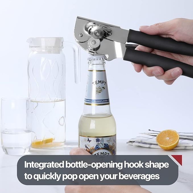 Commercial Can Opener, UHIYEE Hand Crank Can Opener Manual Heavy Duty with Comfortable Extra-long Handles, Oversized Knob, Large Handheld Can Open Easy for Big Cans, Black - Image 6