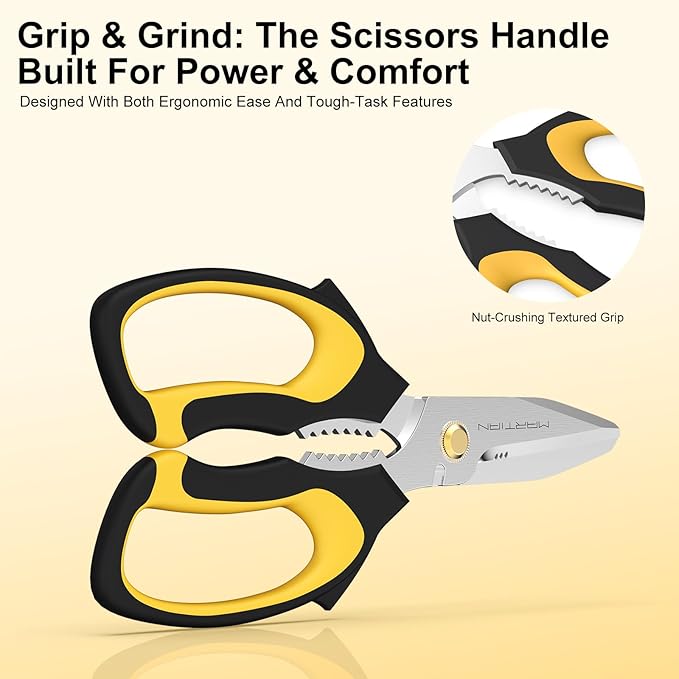 8" Multipurpose Household Steak Scissors – Japanese 420 J2 Stainless Steel Blades, Heavy-Duty for Meat, Poultry & Kitchen Prep | Dishwasher Safe, Ergonomic Grip
