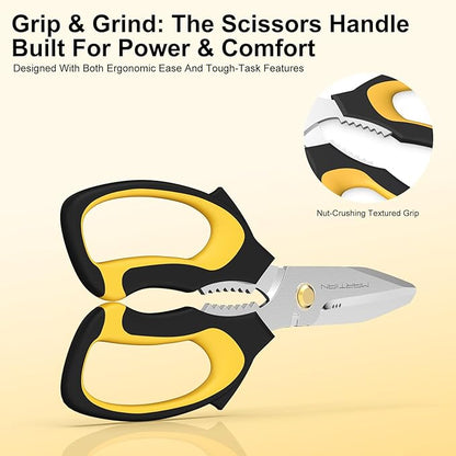 8" Multipurpose Household Steak Scissors – Japanese 420 J2 Stainless Steel Blades, Heavy-Duty for Meat, Poultry & Kitchen Prep | Dishwasher Safe, Ergonomic Grip