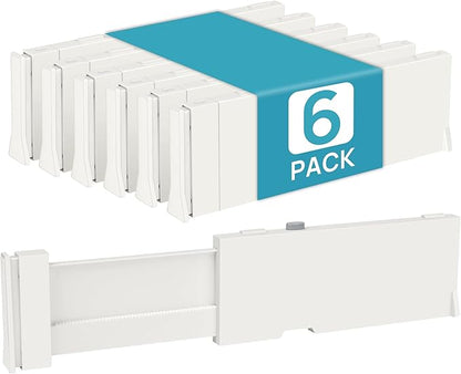 Vtopmart 6 Pack Drawer Dividers for Clothes, 4" High 11.3"-17" Adjustable Expandable Dresser Drawer Organizer, Plastic Drawers Separators for Dresser, Baby Clothes, Underwear, Kitchen & Office Storage by Vtopmart