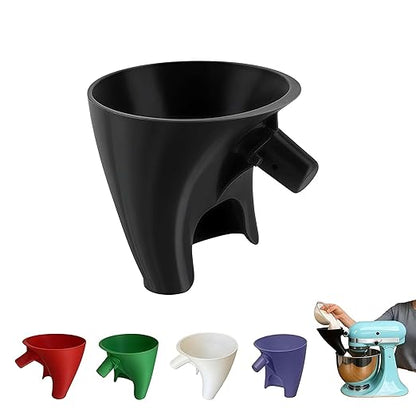 Flour Funnel for KitchenAid Mixer 5 Qt, Anti-Splash Attachment for Tilt-Head Stand Mixer 4.5 & 5 Quart (KSM150), Dishwasher Safe No-Mess Baking Tool, Easy Pour Accessory (Black)