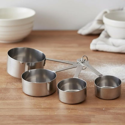 Amco Stainless Steel Measuring Cups (Set of 4) - Baking Essentials with Dual Spouts for Left & Right-Handed Use - 1 Cup, 1/2 Cup, 1/3 Cup, 1/4 Cup - Dishwasher Safe Kitchen Gadgets