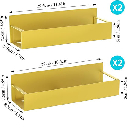 HuggieGems 4 Pack Magnetic Spice Storage Rack Organizer for Refrigerator and Oven, Gold Fridge Organizers and Storage - Image 7