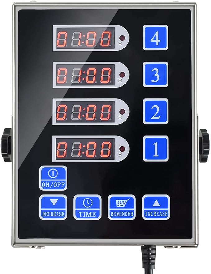 Precision Kitchen Timers for Cooking – 4 Channel Commercial Kitchen Timer Restaurant Kitchen Supplies – Stainless Steel Digital LED Chef Cooking Timer – Reminder Function, Loud Alarm, Black by YOOYIST
