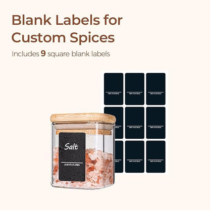 ComSaf Spice Jars with Labels 4 oz 6Pack, Small Spice Containers Starter Set, Glass Seasoning Jars with Lids, Square Seasoning Containers for Salt, Pepper, Chili Powder, Sugar, Ginger Ground, Cumin - Image 5