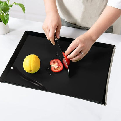 WK Flexible Plastic Cutting Boards Mats with Lip, Foldable Cutting Board for Kitchen Set of 3, Black Cutting Boards for Meat, Nonslip Cutting Mats Sheets, BPA Free, Dishwasher Safe - Image 6
