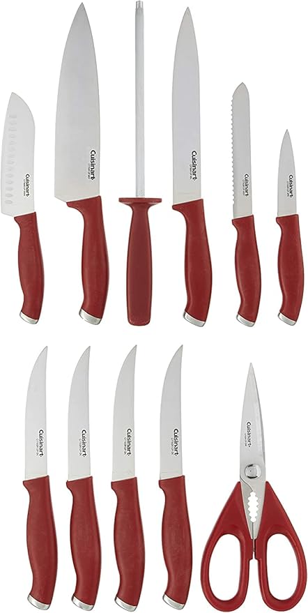 Cuisinart C77SSR-12P Color Pro Collection 12 Piece Knife Block Set, Red - Image 3