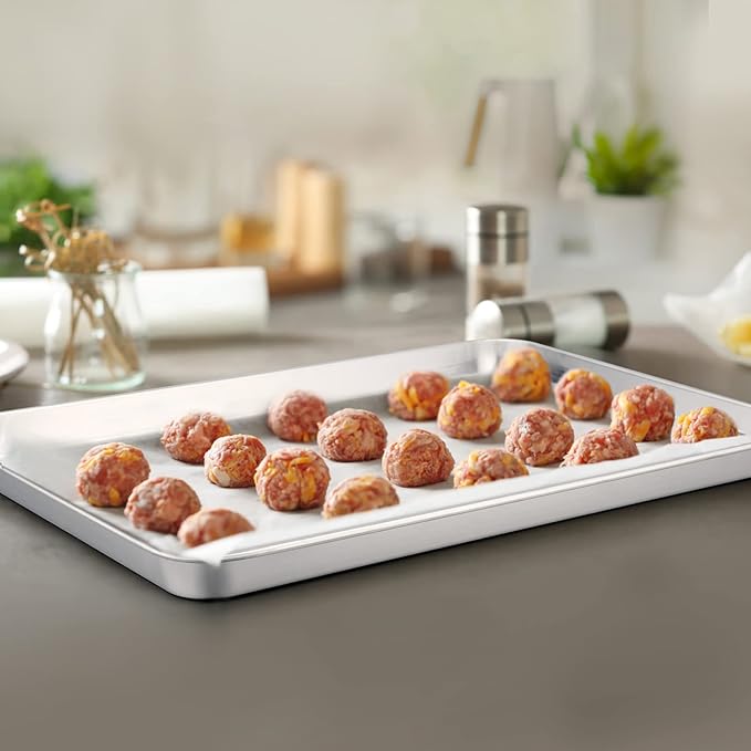 TeamFar Baking Sheet, 17.6’’ x 13’’ x 1’’ Stainless Steel Large Cookie Sheet Half Baking Pans, Non-toxic & Healthy, Easy Clean & Dishwasher Safe, Heavy Duty & Sturdy- Set of 2 - Image 7