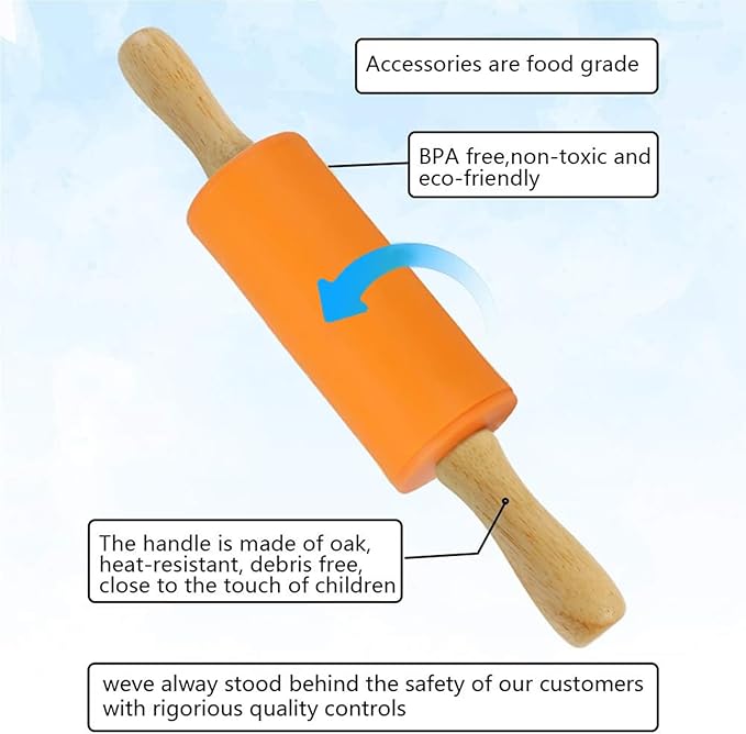 Koogel 9 Inch Mini Rolling Pin, 2 PCS Wooden Handle Rolling Pin for Kids Dough Rollers for Baking Supplies Home Kitchen - Image 2