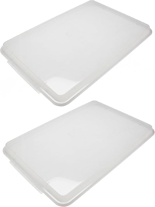 TrueCraftware- 1/4 Size Polypropylene Sheet Pan Cover Clear Color Set of 2- Sheet Pan Cover for Baking Tray Baking Pans for Cookies and Cakes Perfect for Home Bakery and Restaurants