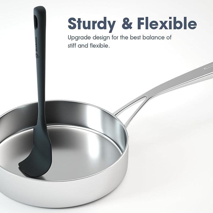 ChefAide 5 Pieces Silicone Spatula Set, Food Grade Rubber Spatula, Upgrade Strong Handle with Ergonomic Grip, Heat Resistant Up to 600°F for Nonstick Cookware, Cooking - Image 4