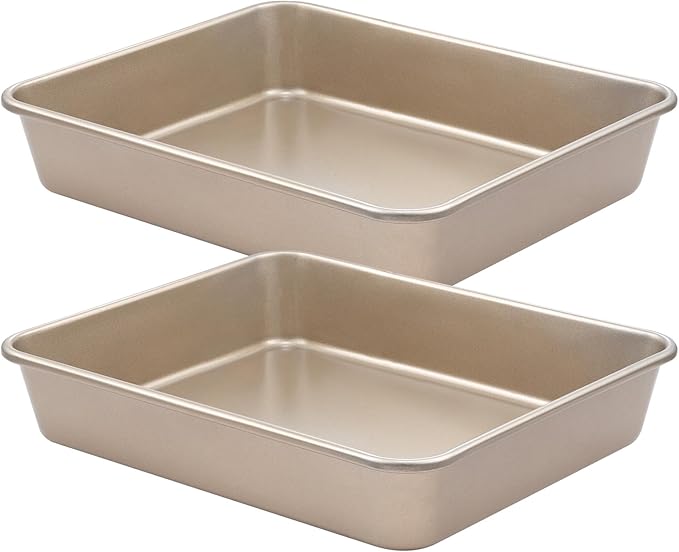 12" x 10" Cookie Sheet Pan Set, 2 Pack Nonstick Baking Sheets, Commercial Carbon Steel Jelly Roll Tray, 2.5" Deep Bakeware For Oven Bake, Anti-warping & Easy Clean