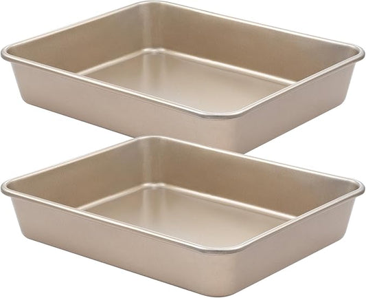 12" x 10" Cookie Sheet Pan Set, 2 Pack Nonstick Baking Sheets, Commercial Carbon Steel Jelly Roll Tray, 2.5" Deep Bakeware For Oven Bake, Anti-warping & Easy Clean