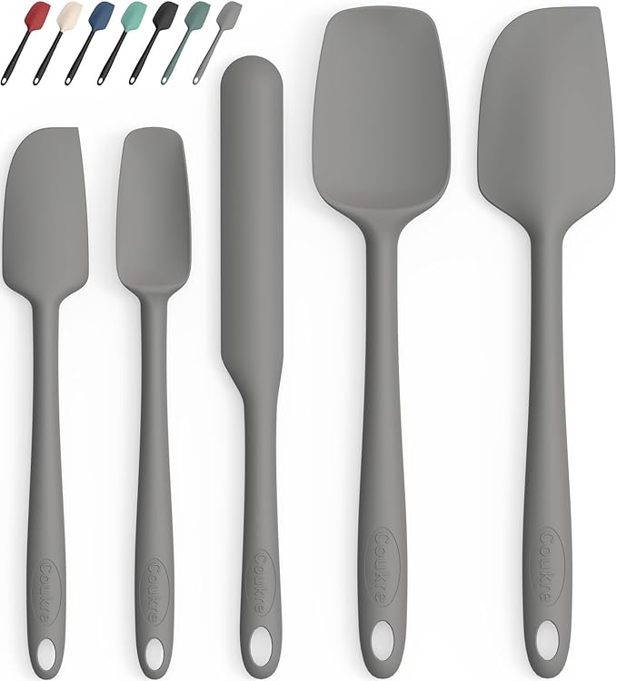 Coukre Silicone Spatula Set of 5,High Temperature Resistant, Food Grade Silicone, Dishwasher Safe, for Baking, Cooking (Pure Gray) by Coukre