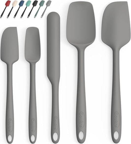 Coukre Silicone Spatula Set of 5,High Temperature Resistant, Food Grade Silicone, Dishwasher Safe, for Baking, Cooking (Pure Gray) by Coukre