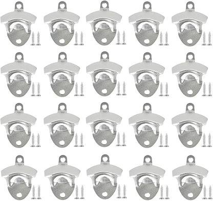 ANSLYQA 20 Pack Bottle Opener Wall Mounted, Vintage Beer Bottle Opener with Screws for Bars KTV Hotels Homes, (Silver) by ANSLYQA
