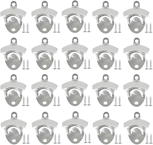 ANSLYQA 20 Pack Bottle Opener Wall Mounted, Vintage Beer Bottle Opener with Screws for Bars KTV Hotels Homes, (Silver) by ANSLYQA