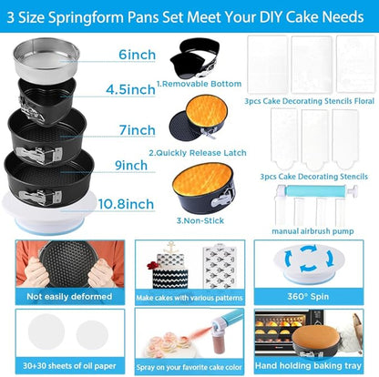 ake Decorating Kit, 672 Pcs Cake Decorating Supplies With Cake Carrier Holder Springform Pan Sets 3-Layer Toolbox Organizer Icing Piping Nozzles Cake Rotating Turntabl Baking Supplies Set Tools - Image 3